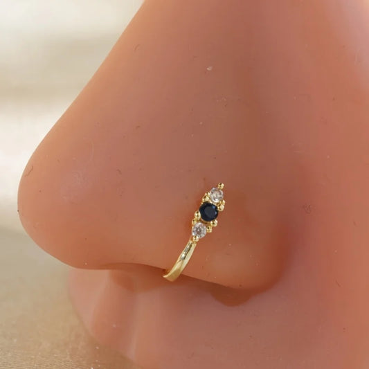 1-piece set of blue zircon nose clip made of brass material, women's bohemian retro style non perforated nose ring